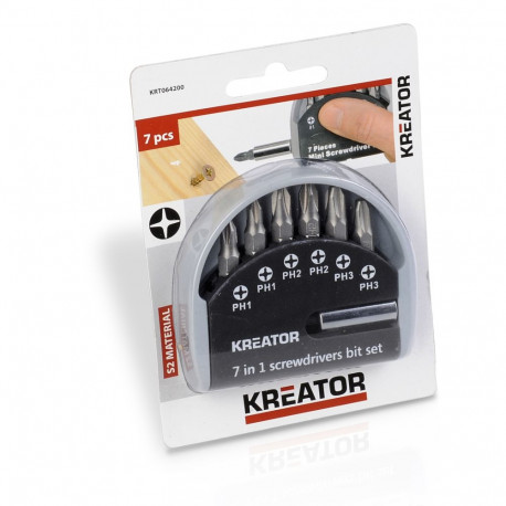 Kreator Bit Set KRT064200, 7 pcs, magnetic bit holder