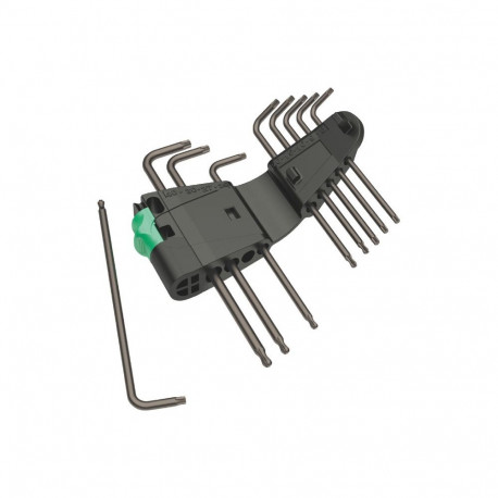 Wera 967/9 TX 1 SB TORX® L-võtmekomplekt – 9-osaline TX8–TX40, pallpeaga, BlackLaser-viimistlus