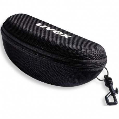 Uvex hard-shell zipped carrying pouch for curved safety spectacles – belt loop, attachment clip, bla