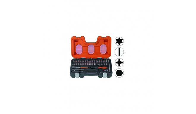 Sockets and bits set 4-13mm 46 pcs 1/4"