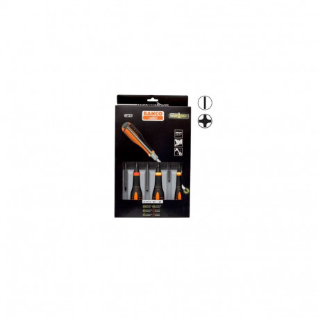 Bahco screwdriver set ERGO™ 6-piece – slotted SL3.5/4.5/5.5/6.5, Phillips PH1/2, through-blade alloy