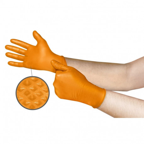 Disposable nitrile gloves Ansell Microflex Mega Grip 93-256, 100 pcs, 0,13mm, 275mm long, orange, si