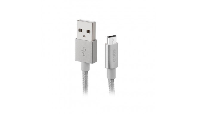 Cable SBS Braided USB/MicroUSB 1m Silver
