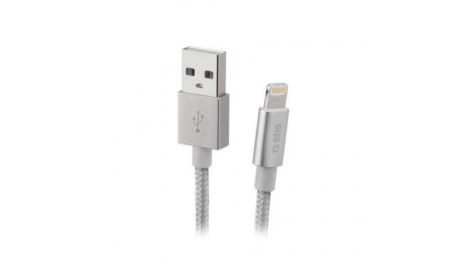 Cable SBS Braided USB/Lightning 1m Silver