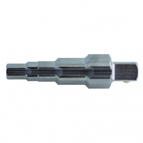 Combination stepped key with 1/2 square drive, 5 different steps: 3/8"-7/16"-1/2"-3/4"-1", allows in