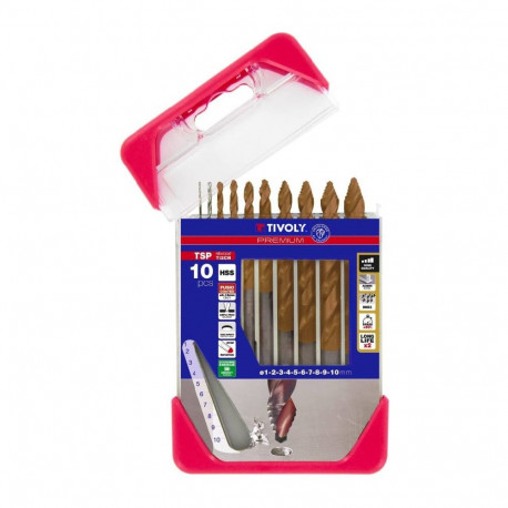 Tivoly Smart Point FUSIO metallipuuride komplekt – 10-osaline Ø 1–10 mm, FUSIO-kate HSS, 5 mm kolmnu