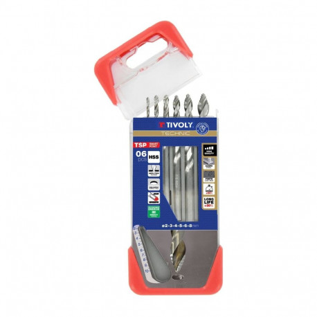 Tivoly Smart Point HSS Metal Drill Bit Set – 6-Piece Ø2–8 mm, Automatic Centring & Smart Point, Tri-