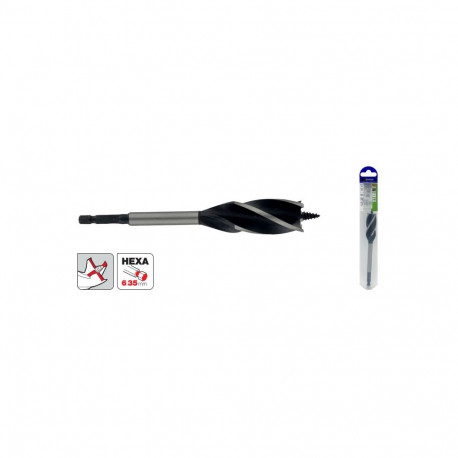 Wood drill bit 22 mm, 4 cutting edges, 1/4 HEX
