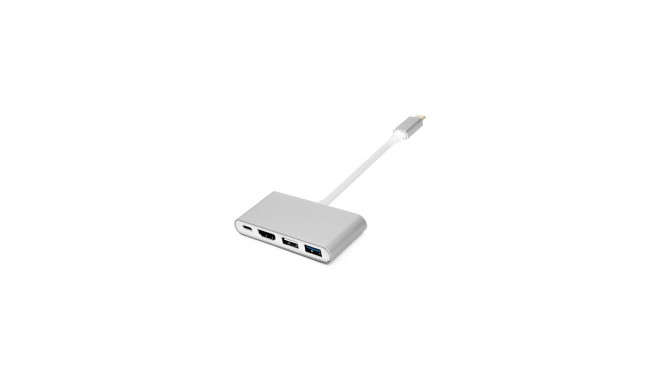 Adapter Type-C (M) - HDMI, 4xUSB 2.0/3.0, Type-C (F)
