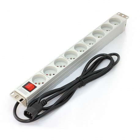 Output: 19" Rackmount PDU, 9 x Type E Outlets, C14 Connector, 2m Cable, Aluminum Ho