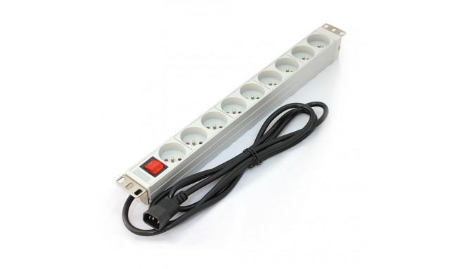 The PDU 19 "rack, 9 slots Type E, C14 connector cable, 2m, aluminum switch