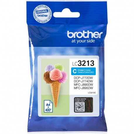 BROTHER LC3213C HIGH YIELD CYAN INK CARTRIDGE - 400 PAGES