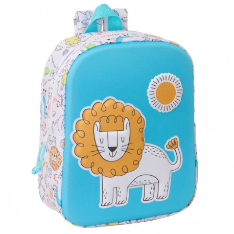 Laste seljakott Safta Sinine Valge 22 x 27 x 10 cm 3D