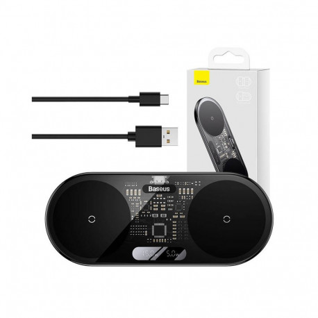Dual Qi wireless charger Baseus Digital LED Display, 20W