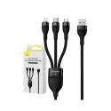 3in1 USB cable Baseus Flash Series, USB-C + micro USB + Lightning, 100W, 1.2m (black)