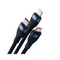 3in1 USB cable Baseus Flash Series, USB-C + micro USB + Lightning, 100W, 1.2m (blue)