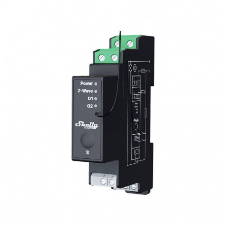 Shelly Qubino Pro 2PM DIN rail Relay, 2-channel, Z-Wave (Power measurement)