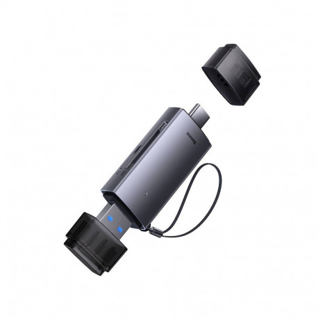 Baseus Lite Series SD/TF memory card reader, USB + USB-C (gray)