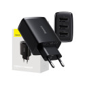 Baseus Compact Quick Charger, 3x USB, 17W (Black)