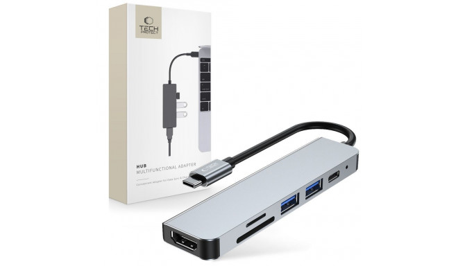 TECH-PROTECT V4-HUB ADAPTER 6IN1 GREY