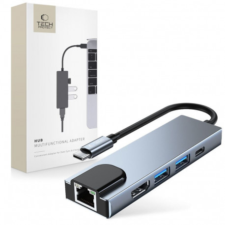 Tech-Protect USB hub 5in1, grey