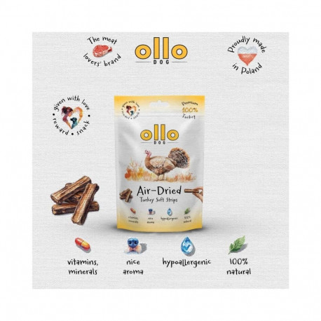 OLLO õhu käes kuivatatud kalkuni ribad koeramaius 80g