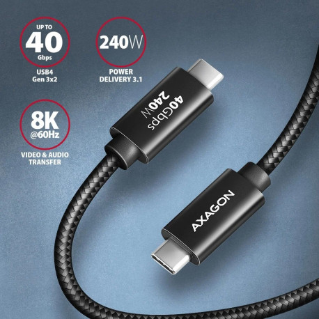 AXAGON | NewGEN+ USB-C to USB-C 4 Gen 3×2/240 W cable, 0.5 m | BUCM4X-CM05AB