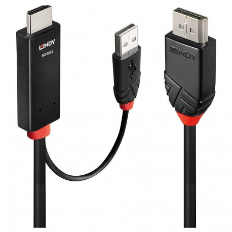 Lindy HDMI > DisplayPort adapter cable (black/red, 1 meter)