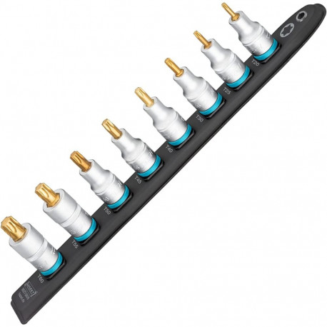Hazet SmartRail 1/2 socket set Torx, 8 pieces (black, T20 - T60, short)