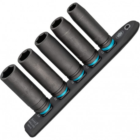 Hazet SmartRail 1/2 impact, machine screwdriver socket set hexagon, 5 pieces, socket wrench (black, 