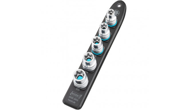 Hazet SmartRail 1/2 socket set outside TORX, 5 pieces (black, E12 - E20, short)
