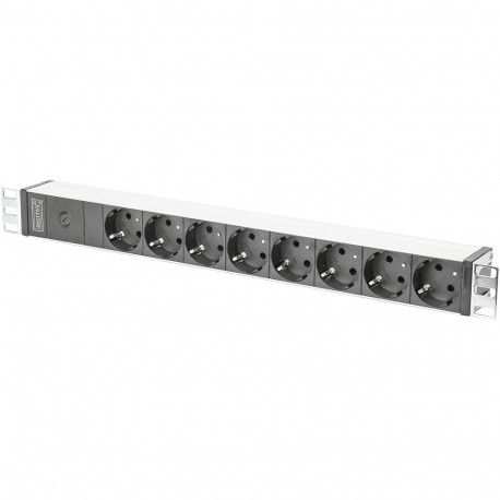Premium-Line Steckdosenleiste 8-fach, 19" Format (schwarz/hellgrau, 1,5 HE, 3 Meter)