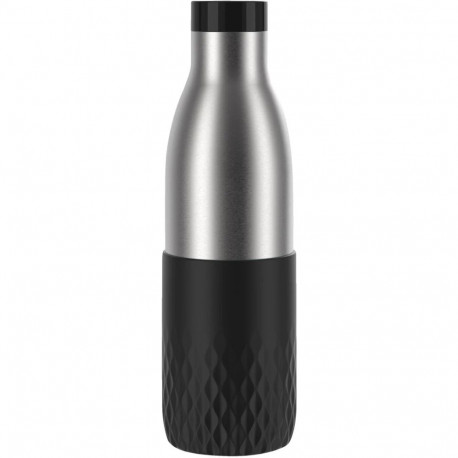 Emsa Bludrop sleeve insulated drinking bottle 0.7 liters, thermos bottle (black, stainless steel, si