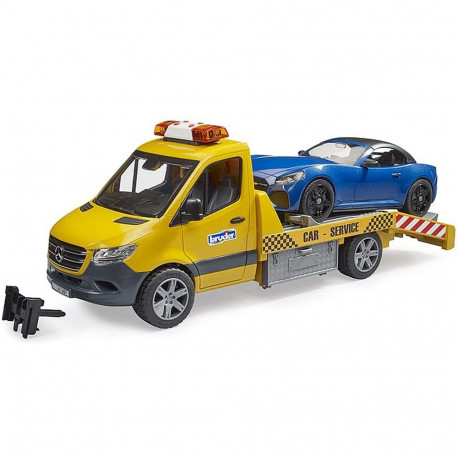02675 MB Sprinter Autotransporter mit Light & Sound Modul  (orange/blau, Inkl. Roadster)