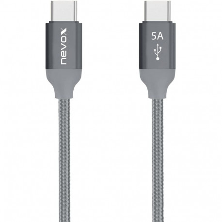 USB 2.0 kaabel USB-C-pistik > USB-C-pistik 2m PD laadimine kuni 100W, hall