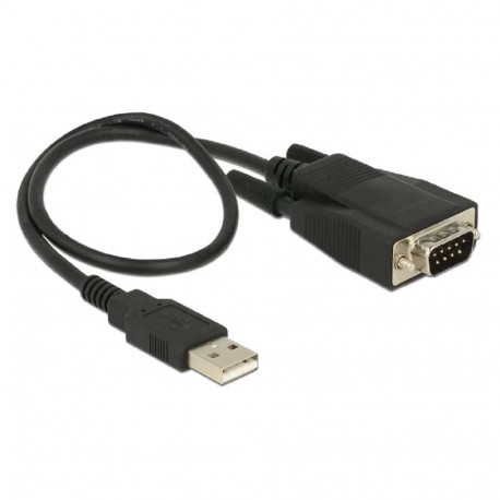 USB 2.0 Adapter, USB-A Stecker > Seriell RS-232 Stecker (schwarz, 35cm, ESD Überspannungsschutz)