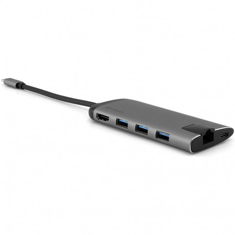 USB-C mitmeportiline jaotur HDMI USB-A RJ-45, hall