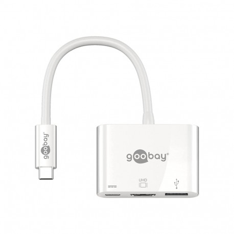 USB 3.2 Gen 1 mitmeportiline hub USB-C pistik > USB-A + USB-C + HDMI-pesad 15cm PD kuni 60W laadimin