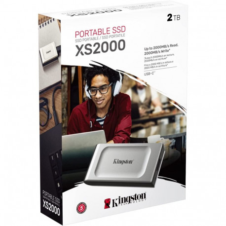 XS2000 Portable SSD 2 TB, Externe SSD (silber/schwarz, USB-C 3.2 Gen 2x2 (20 Gbit/s))