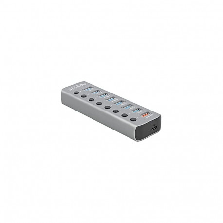USB 3.2 Gen 1 jaotur 7 porti + 1 kiirlaadimisport + 1 USB-C PD 3.0 port lülitiga ja valgustusega, ha