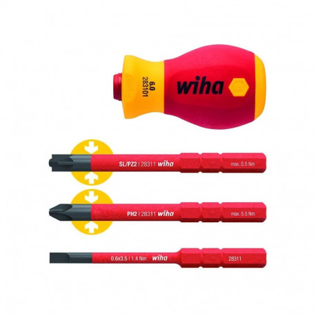 kruvikeerajate komplekt bitikinnitusega 4-osaline softfinish electric slimvario stubby slimbitidega,