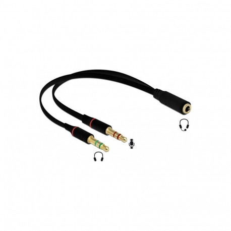 Headset Adapter 1x3,5 Klinkenbuchse > 2x3,5 3Pin Klinkstecker (schwarz)