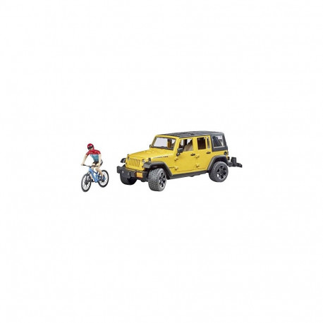 Jeep Wrangler Rubicon Unlimited (gelb/schwarz, Inkl. Mountainbike und Radfahrer)