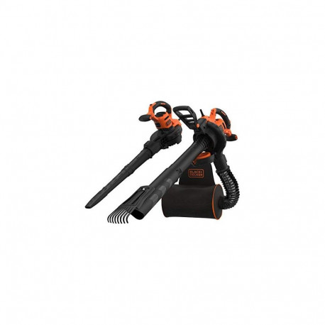 BLACK + DECKER 3-in-1 electric leaf vacuum BEBLV301-QS, leaf vacuum / leaf blower (black / orange, 3