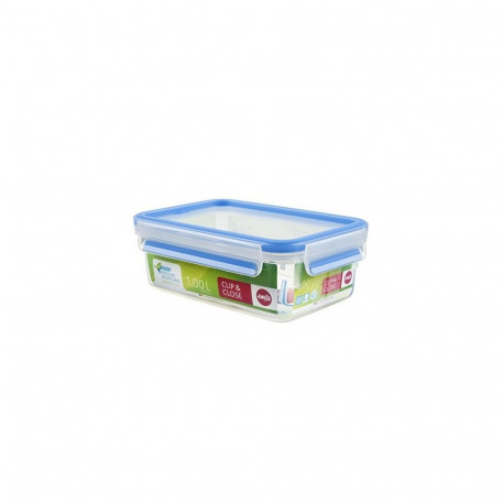 CLIP & CLOSE Frischhaltedose (transparent/blau, 1,0 Liter, Klassikformat)