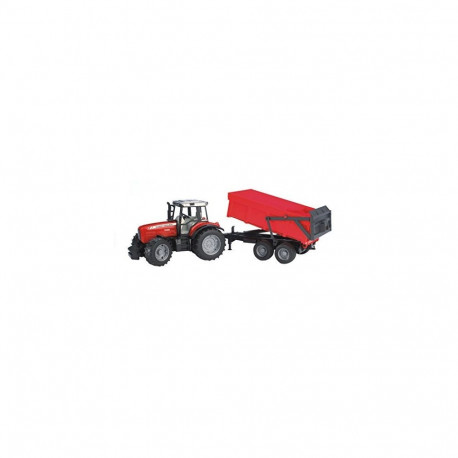 Massey Ferguson traktor 7480 koos kallutatava vanniga haagisega, punane/must