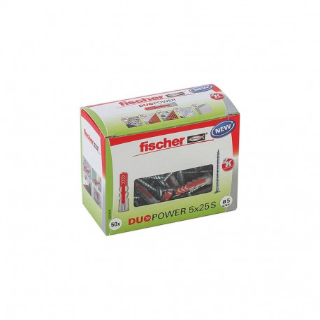 Dübel DUOPOWER 5x25 S LD (hellgrau/rot, 50 Stück, mit Schraube)