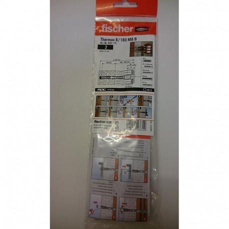 THERMAX vahekinnitussüsteem 8/180 M6 B 2 tk, must/hall