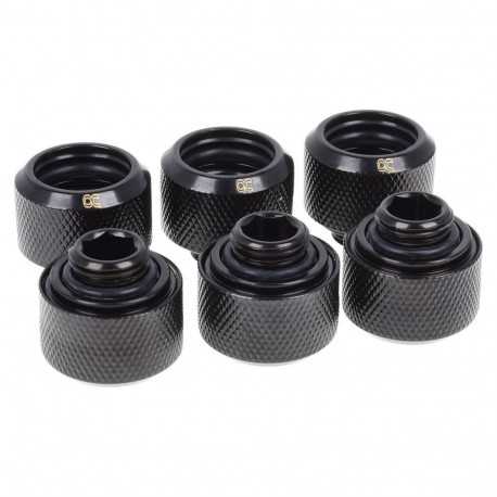 Eiszapfen 16mm HardTube Anschraubtülle G1/4 (schwarz, für Acryl- Messingrohre, 6 Stück)