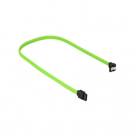 Sata III kaabel 90° sleevitatud 45cm, roheline